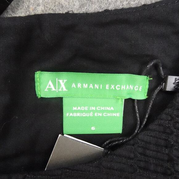 Armani Exchange Dress Womens 6 Ribbed Textured Breezy Summer Swing Black Cotton - Picture 5 of 12